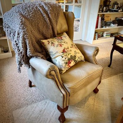 Leather wingback recliner
