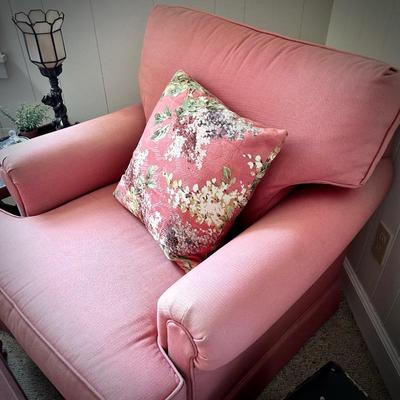 Pink armchair & ottoman