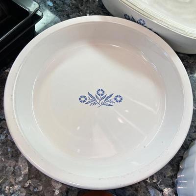 20 pieces of Corningware "Blue Cornflower" casserole dishes, pots, and pie dish