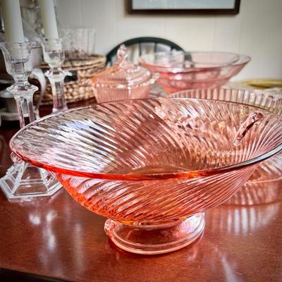 Vintage pink Depression glass