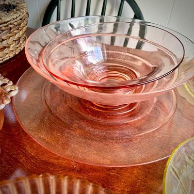 Vintage pink Depression glass