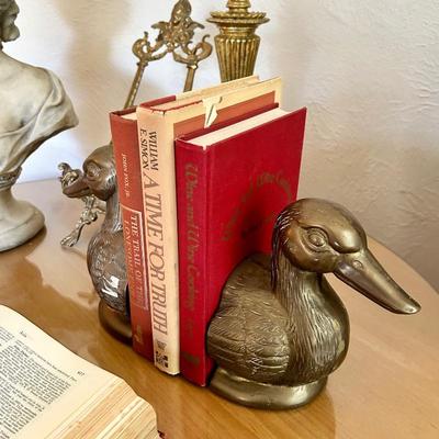 Brass duck head book ends