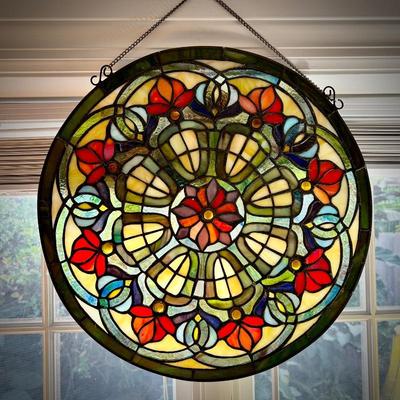Stained glass window hanging