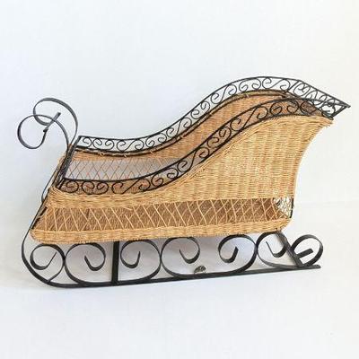 Lot #B163 - Large Metal & Wicker Sleigh
