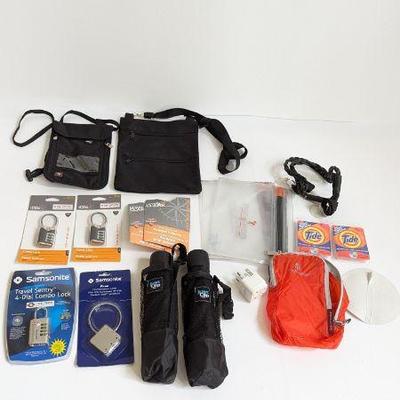 Lot #B100 - Travel Accessories Lot - Bags, Locks, RFID Sleeves, Travel Tools & More