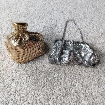 Lot #B46 - Antique Whiting & Davis Expandable Gold-tone Mesh Evening Bag & Silver-tone Evening Bag