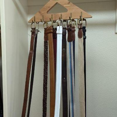 Lot #B58 - Eleven Belts Plus Belt Hanger
