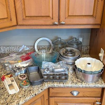 Lot #B74 - Kitchen Baking Supplies Lot - Baking Pans, Cookie Cutters, Storage Jars & More