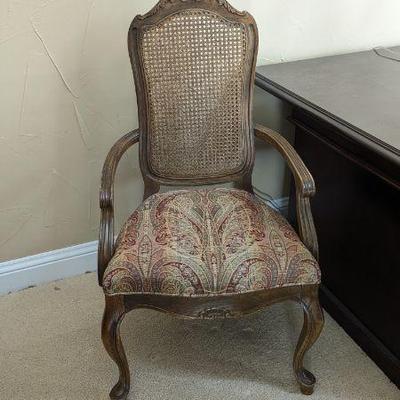 Lot #B120 - Vintage Country French Provincial Cane Back Dining Arm Chair