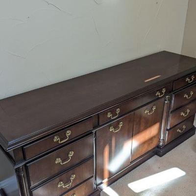 Lot #B110 - Mahogany Vintage Credenza & Lateral File Cabinet