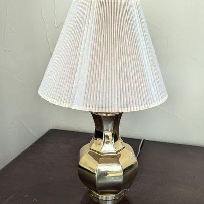Lot #B113 - Vintage Brass Table Lamp with Pleated Shade