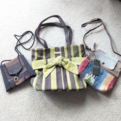 Lot #B34 - Isabella's Journey Brown & Lime Green Tote, Tapestry Mini Crossbody & NWT Myra Spring Time Crossbody
