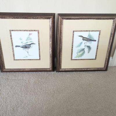 Lot #B4 - Set of 2 Decorative Bird Prints in Elegant Frames