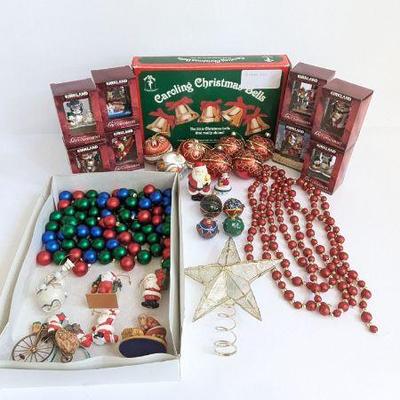 Lot #B164 Collectors Christmas Ornament Lot - Kirkland Signature, Decorative Baubles, Caroling Bells & More