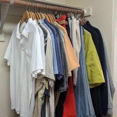 Lot #B55 - Men's Casual Clothes Sizes M&L: Polo Shirts, T-shirts, Shorts & Sport Pants, Jeans & Jackets