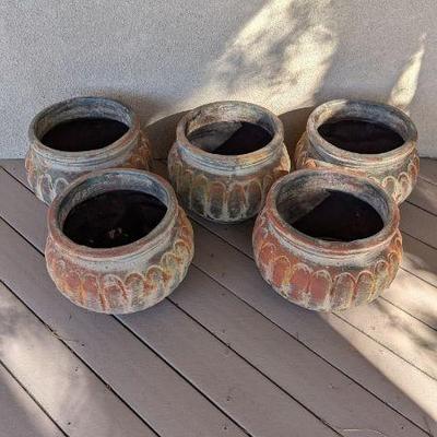 Lot #B179 - Decorative Planter Pot Lot - Set of 5 Vintage Terracotta Pots
