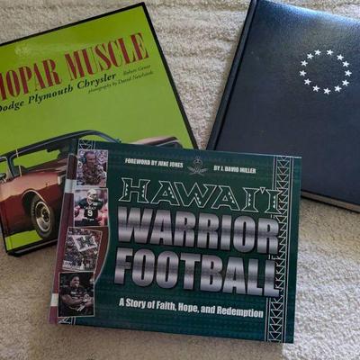 WST003-Autographed Hawaii Warrior Football Hardcover by June Jones; Etc...