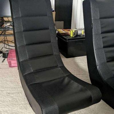 WST095 Pair of Hardly Used Leather Gaming Rocker Chairs, Big Joe Bean Bag.