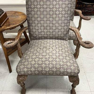 Pair custom carved chairs. by Doug Campbell