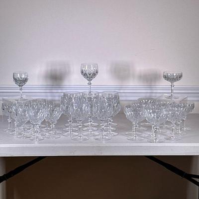 (36pc) GORHAM CRYSTAL GLASSES | Including: 12 water goblets, 12 wine glasses, and 12 champagne coupes, all marked "GORHAM" on...