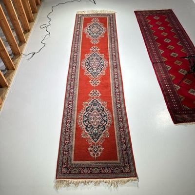 RED MEDALLION RUNNER | Having 3 medallions with floral design and floral border on red backing. - w. 36 x l. 150 in

