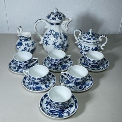 (15pc) VIENNA WOODS TEA SET | Including: teapot, creamer, lidded sugar bowl, and 6 teacups & saucers. - h. 8 x w. 5 x l. 6.5 in...