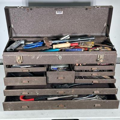 VINTAGE TOOL CHEST & LARGE LOT OF HAND TOOLS | Vintage Kennedy Kits tool chest with multiple drawers and large lot of hand tools...