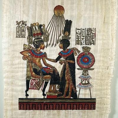PAPYRUS PAINTING | Mounted in floating glass frame. - w. 17 x l. 21 in

