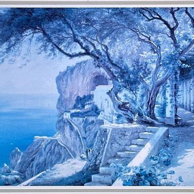 Carl Frederic Aagaard (1833-1895) PRINT | Amalfi. Print on paper. 18.25 x 28.5 in sight. In formed gilt frame. - w. 29 x l. 38 x dia....