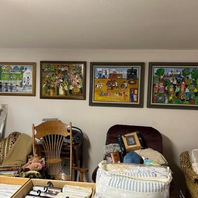 Wall of Emily Lunde Folk Art! 
