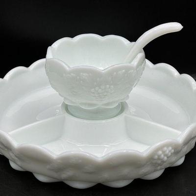 (3) Piece Westmoreland Milk Glass Serving Set
