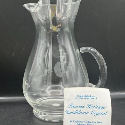 Princess House Heritage Handblown Crystal Pitcher
