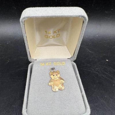 14 Karat Gold Teddy Bear Pendant in Original Box
