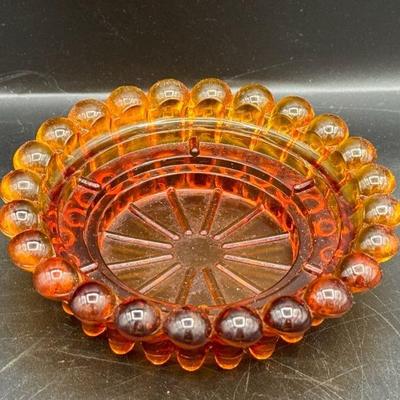 VTG MCM Mid Century Modern Amber Glass Hob Nob Candy Trinket Dish
