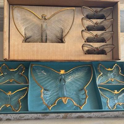 (2) Glass Butterfly Party Set
