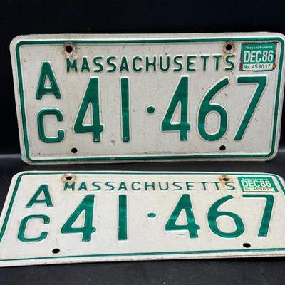 (2) Vintage MA License Plates
