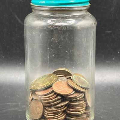 Old Rolaids Glass Jar of Coins

