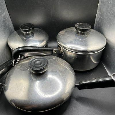 (3) Small Revere Ware Pots with Lids
