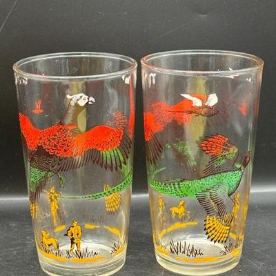 (2) Vintage Pheasant Drinking Glasses
