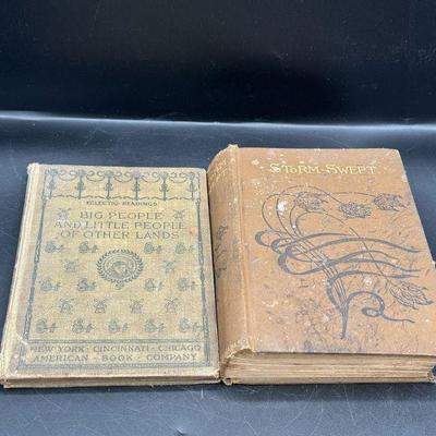(2) Late 1800-Early 1900s Books
Storm Swept or saved to serve by Estella J. Mills 1897.
Eclectic readings, big people and little people...