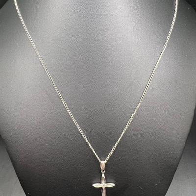 Sterling Silver Cross Necklace with Sparkling Accent
