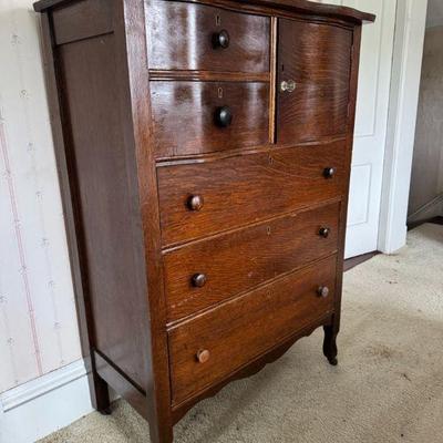 Dark Wood Dresser With Cupboard Door
