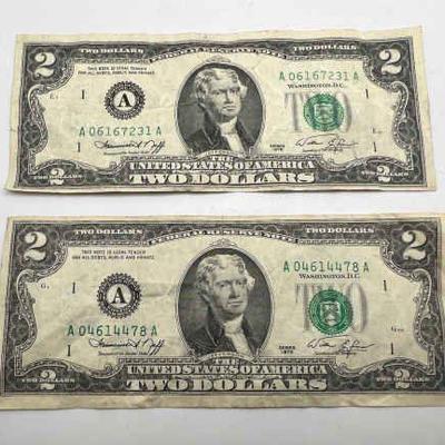 Pair of 1976 Series Two Dollar Bills
