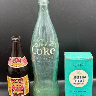 (3) Vintage Containers-Coca Cola, Fuller, & SoHo Natural
Soho natural ginsing ginger ale-small scuff on label. No cracks or chips on...