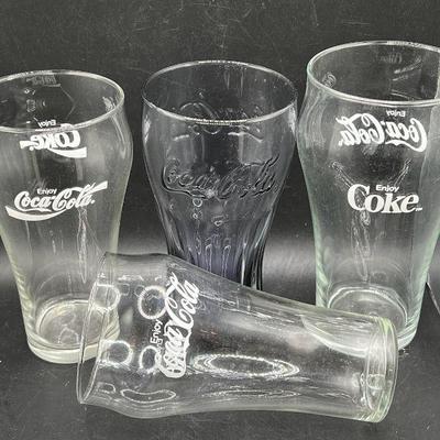 (4) Coca-Cola Glass Fountain Glasses ft. Coke Deep Purple Smoke
