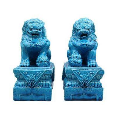 Turquoise Glazed Ceramic Foo Dogs