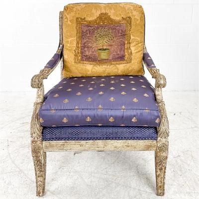 Wesley Hall Bergere Chair Custom Upholstery - Reverse Side of Back Pillow 
