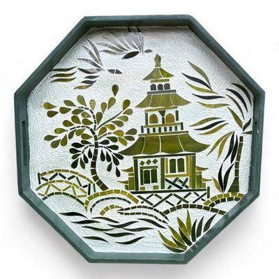 Octagonal Serving Decorative Tray Pagoda Pattern Capiz Shells
