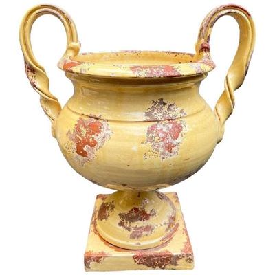 Italian Mand Made Planter Glazed, Distressed Terra Cotta

