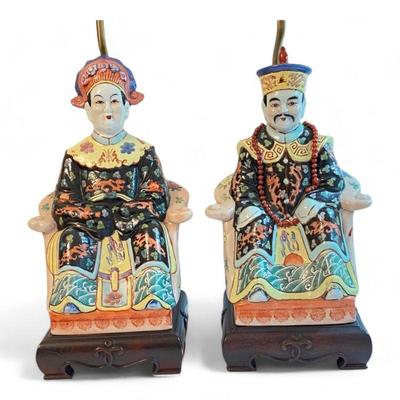 Emperor and Empress Pair of Table Lamps